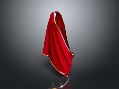 Premium Red Towel With Elegant Gold Trim For Home Bathroom And Kitchen 3d model