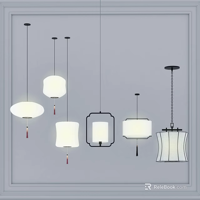 Modern Pendant Lights With Various Shapes And Unique Design For Home Interior Decoration 3d model 