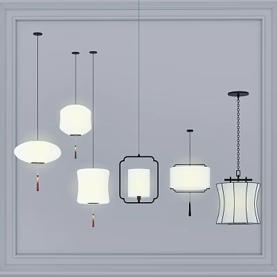 Modern Pendant Lights With Various Shapes And Unique Design For Home Interior Decoration 3d model