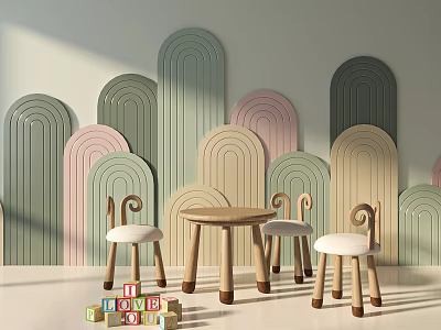 Modern Children's Table and Chair Children's Table and Chair Combination 3d model