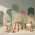 Modern Children's Table and Chair Children's Table and Chair Combination 3d model
