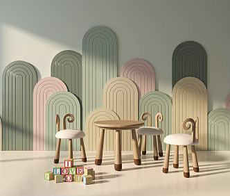 Modern Children's Table and Chair Children's Table and Chair Combination 3d model
