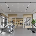 Modern Fitness Gym Interior With Spin Bikes Treadmills And Natural Light