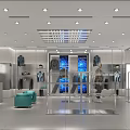 Bright Clothing Store Interior With Mannequins Clothes Racks And Modern Lighting