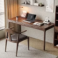 Cozy Home Office Space With Wooden Desk Laptop Chair Bookshelf And Soft Rug