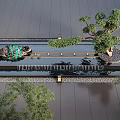 Serene Water Fountain Design With Flowing Water Black Stone And Green Trees