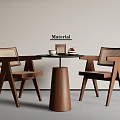 Modern Middle Ancient Leisure Table and Chair Coffee Table and Chair Combination Negotiation Table and Chair Rattan Chair Small Coffee Table 3d model