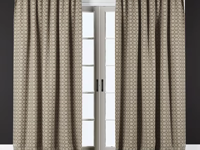 Neutral Tone Textured Curtains With Geometric Pattern For Modern Window Decoration 3d model