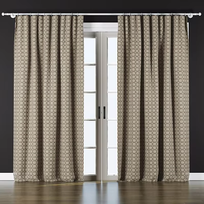 Neutral Tone Textured Curtains With Geometric Pattern For Modern Window Decoration 3d model