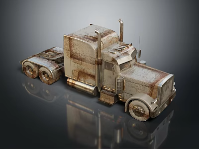 Rusted Vintage Truck With Old Metal Body And Detailed Design Features 3d model