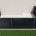 Modern Black Metal Fence Design for Outdoor Space with Green Grass and White Wall
