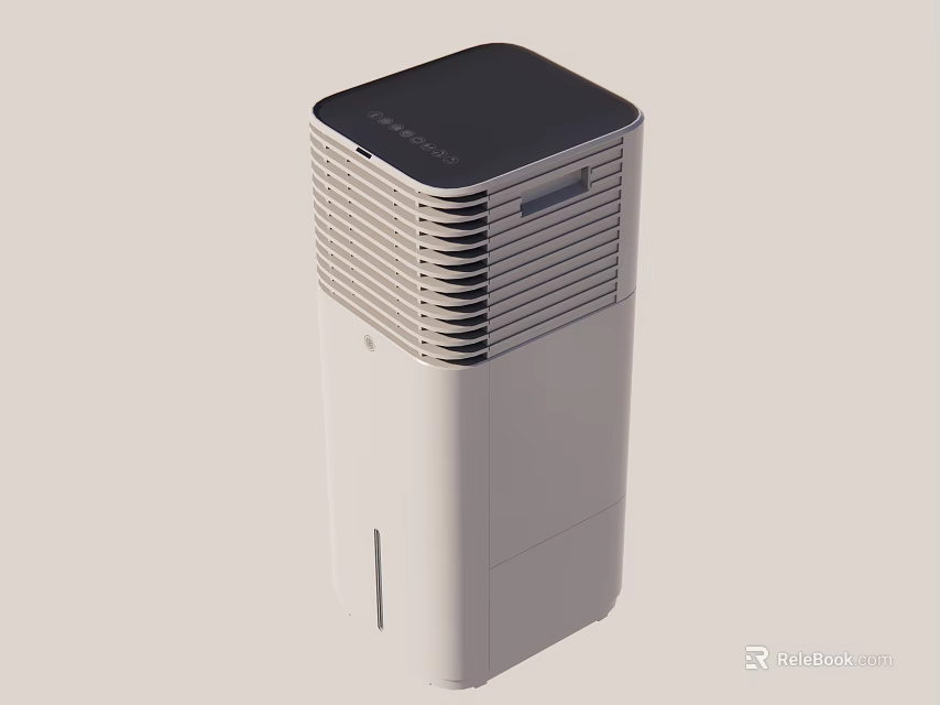 Modern Standing Air Cooler Fan With White Body Black Top And Grille Design 3d model 