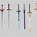 Hand-painted Low Model Weapon Sword Dagger Weapon Ancient Weapon Long Sword Samurai Sword 3d model