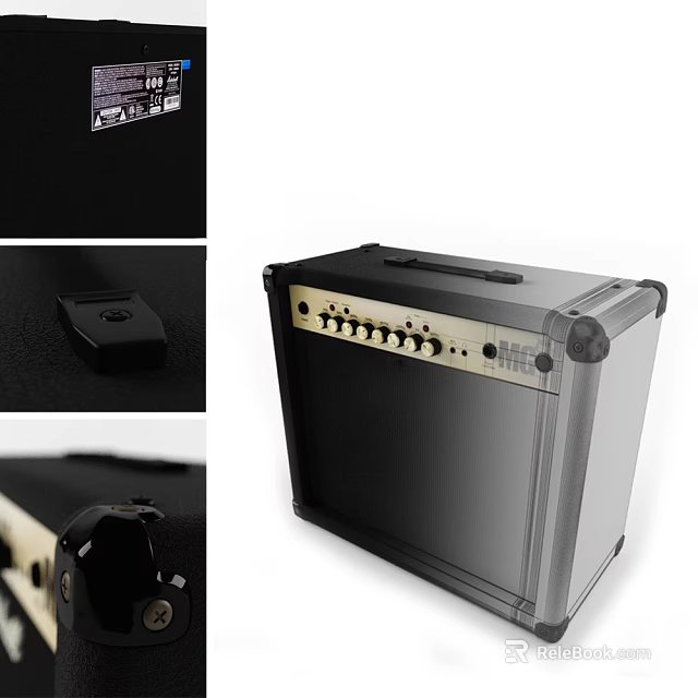 Modern Audio Speaker With Control Knobs And Black Durable Exterior Design 3d model 
