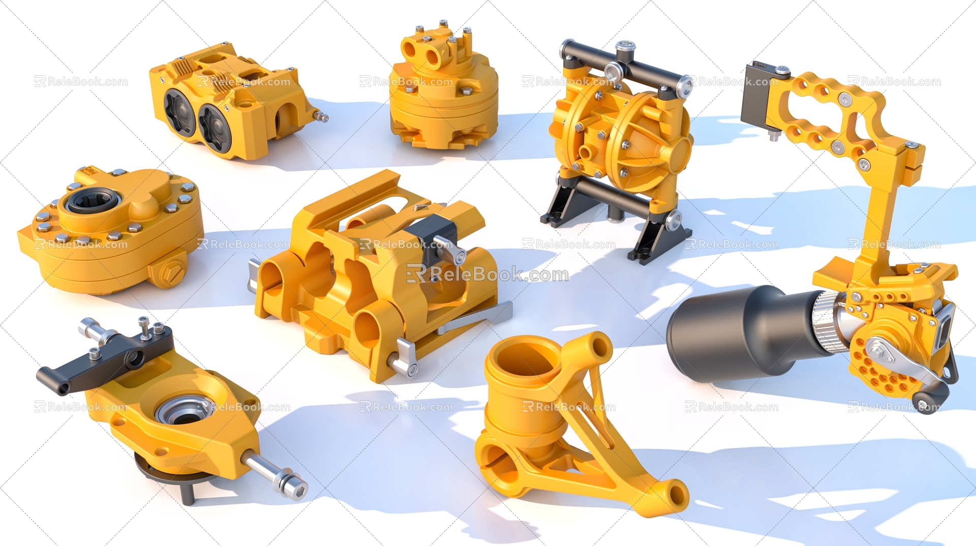 Industrial hard surface parts components machine parts 3d model