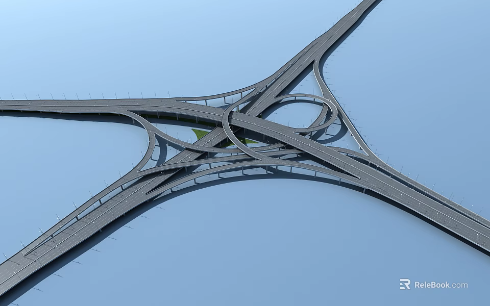 Modern Multi Level Bridge Interchange Featuring Complex Highway Structure Design 3d model 