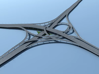 Modern Multi Level Bridge Interchange Featuring Complex Highway Structure Design 3d model