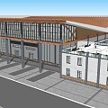 Modern Commercial Building With Glass Curtain Walls Brown Roof And Plaza Space
