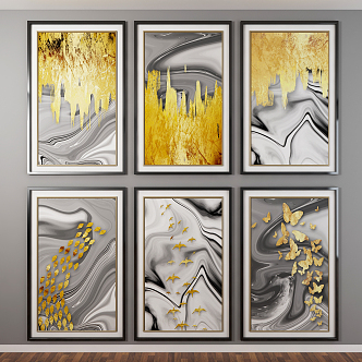 Modern abstract painting decorative hanging painting 3d model