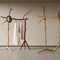 Natural Wooden Branch Coat Racks With Hanging Dress Hat And Clothing
