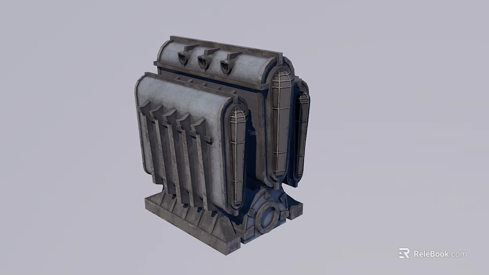 Robust Gray Industrial Equipment With Metal Mechanical Components And Heat Sinks 3d model 