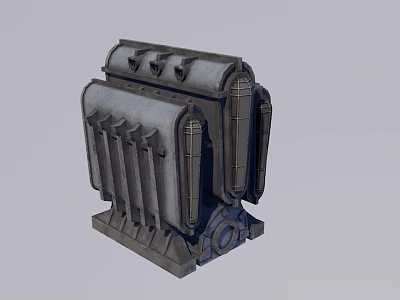 Robust Gray Industrial Equipment With Metal Mechanical Components And Heat Sinks 3d model