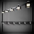 Sleek Contemporary Chandelier Design With Multiple Illuminated Glass Shades And Black Metal Frame