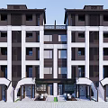 New Chinese Style Double Villa Features Double Villa 3d model