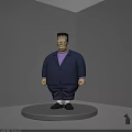Frankenstein Inspired 3D Character Model Wearing Blue Suit And Purple Shirt Standing On Round Platform