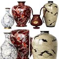 Colorful Ceramic Vase Ornament Set with Traditional Patterns and Diverse Designs for Home Decor