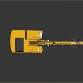 Yellow Komatsu Tracked Excavator With Front Bucket On Dark Surface