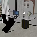 Modern Desk Chair Desk Computer Desk 3d model