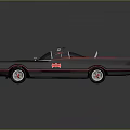 Vintage Convertible Car With Gray Body Red Accents Streamlined Design And Tail Fin