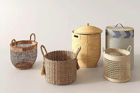 Modern Storage Basket Bamboo Woven Basket Woven Basket 3d model