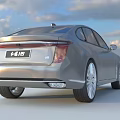 Silver Modern Sedan With Sleek Body Design And Shiny Alloy Wheels Under Blue Sky