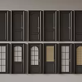 Black Doors With Various Designs Glass Panels And Different Styles 3d model