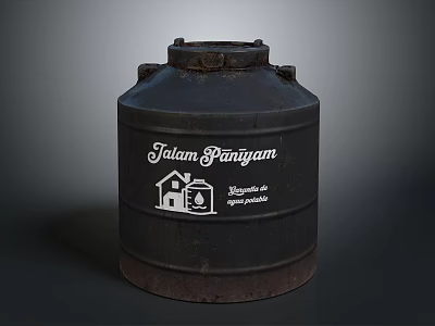 Traditional Jalam Panjang Storage Bucket Featuring House Icon and Syariah Bahan 3d model