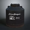 Traditional Jalam Panjang Storage Bucket Featuring House Icon and Syariah Bahan