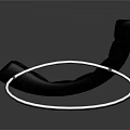Modern Lounge Chair With Black Fabric And Silver Metal Curved Frame