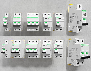 Circuit breaker Leakage protection switch Disconnector switch Power supply Electrical components 3d model