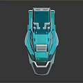 Turquoise Futuristic Vehicle Number 11 With Antenna Cargo Container And Sleek Design