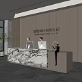 Modern company front desk background wall reception area bar desk reception desk hall simple lobby 3d model