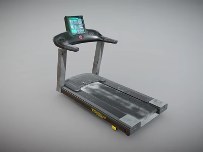 Modern Sports Equipment Treadmill with Digital Display and Black Frame Running Belt 3d model