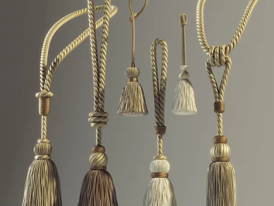 Elegant Decorative Curtain Accessories With Braided Cords And Tassel Ornaments 3d model