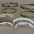 Architectural background surrounding landscape background urban green forest distant mountain forest ring background 3d model