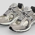 Gray New Balance Sneakers With Camouflage Pattern And White Black Sole