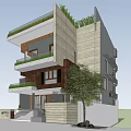 Modern Detached Villa With Rooftop Pool Multi Level Structure And Green Plants