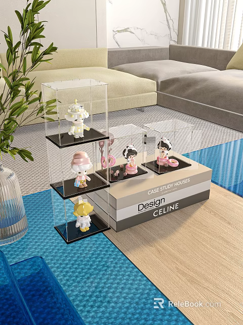 Dolls Displayed in Multi layered Transparent Cases for Celine Cake Shop Design 3d model 