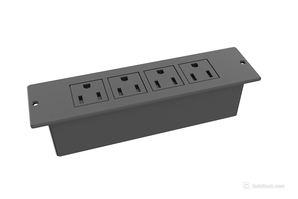 Modern Gray Socket Panel With Four Outlets For Home And Office Use 3d model 