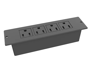 Modern Gray Socket Panel With Four Outlets For Home And Office Use 3d model